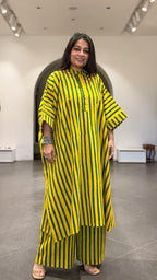 Joe Ajrakh Cotton Kaftan Co-ord - Yellow/Green