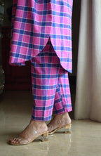 Orchid Pink Co-ord Set in Handwoven Cotton Checks