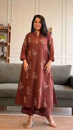 Kim Kali Kurta In Cotton - Brown