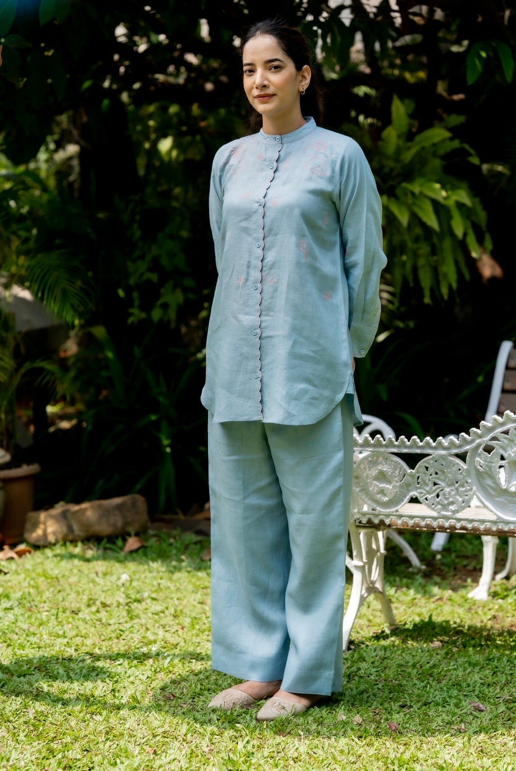 Baby Blue Linen Co-ord Set