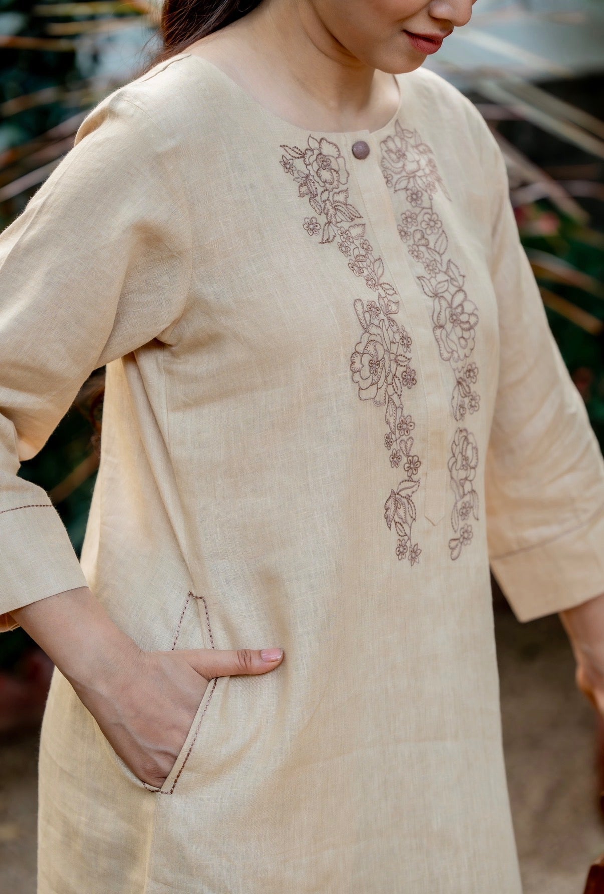 Beaver Ivory-Rust Linen Pair