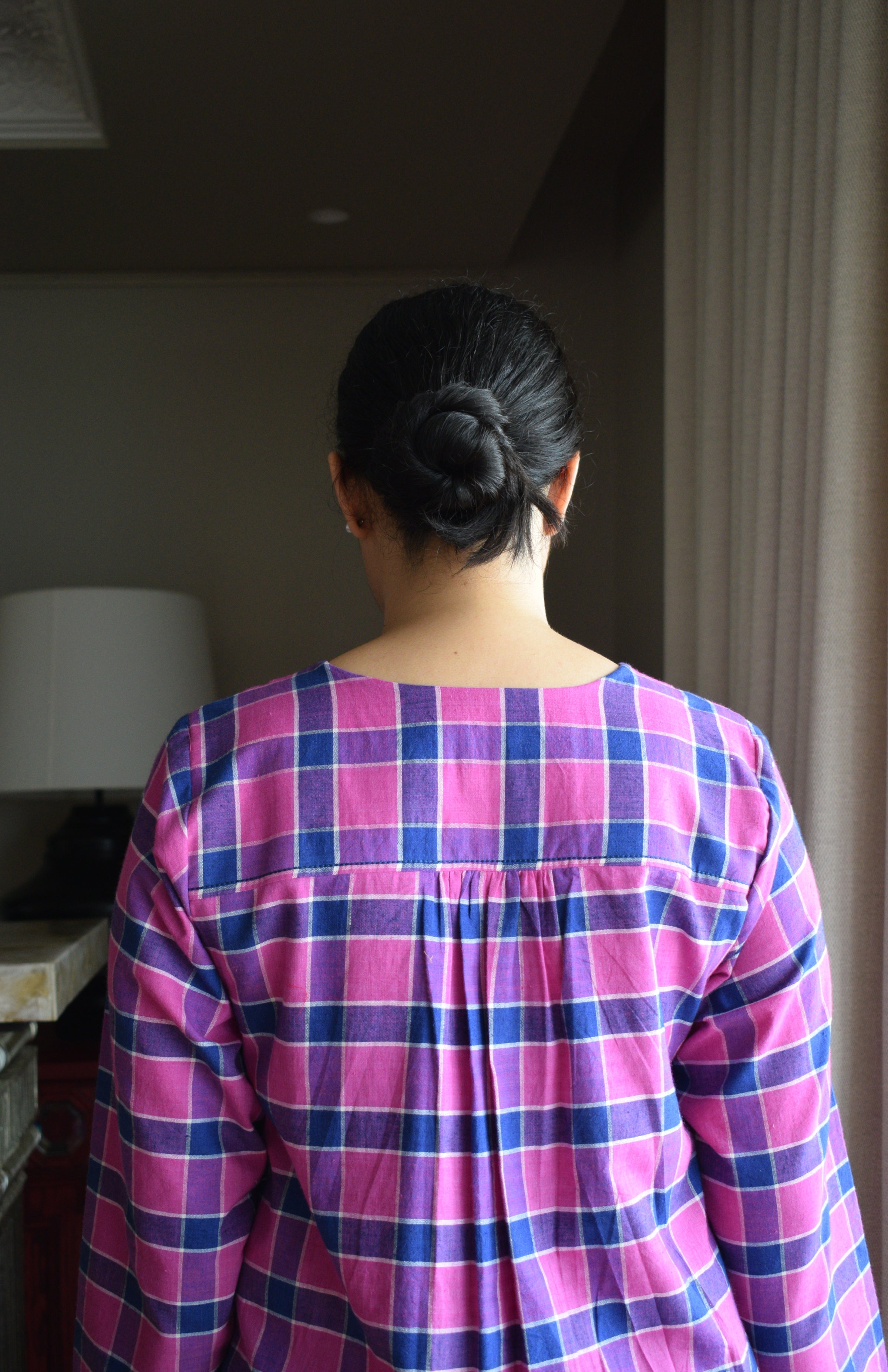 Orchid Pink Co-ord Set in Handwoven Cotton Checks