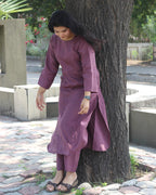 Plum Premium Linen Kurta Set
