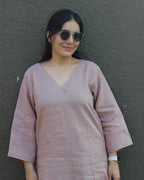 Aira Dusty pink Premium Linen Kurta Set - Set of 2