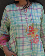 Mint Sorbet Checks Long Kurta