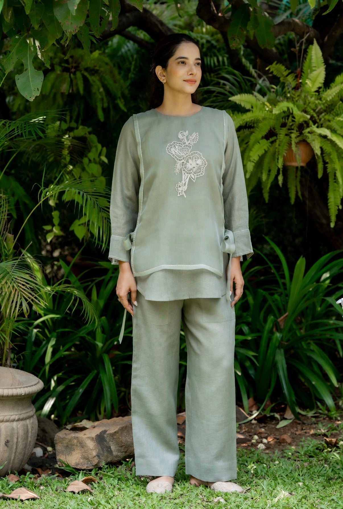 Basil Green Linen Co-ord Set