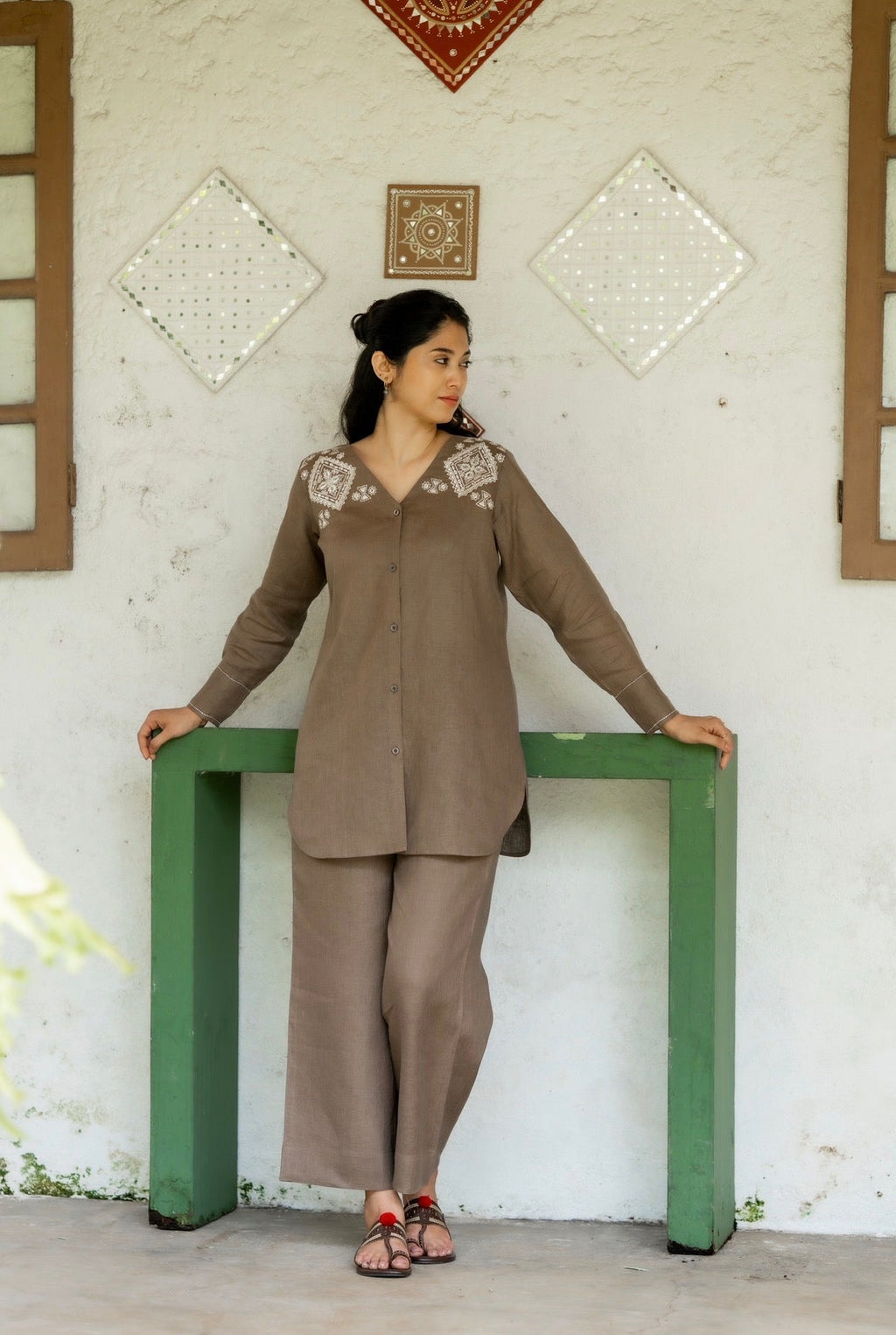 Bistre Brown Linen Co-ord Set