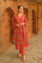Red Kalamkari Suit Set