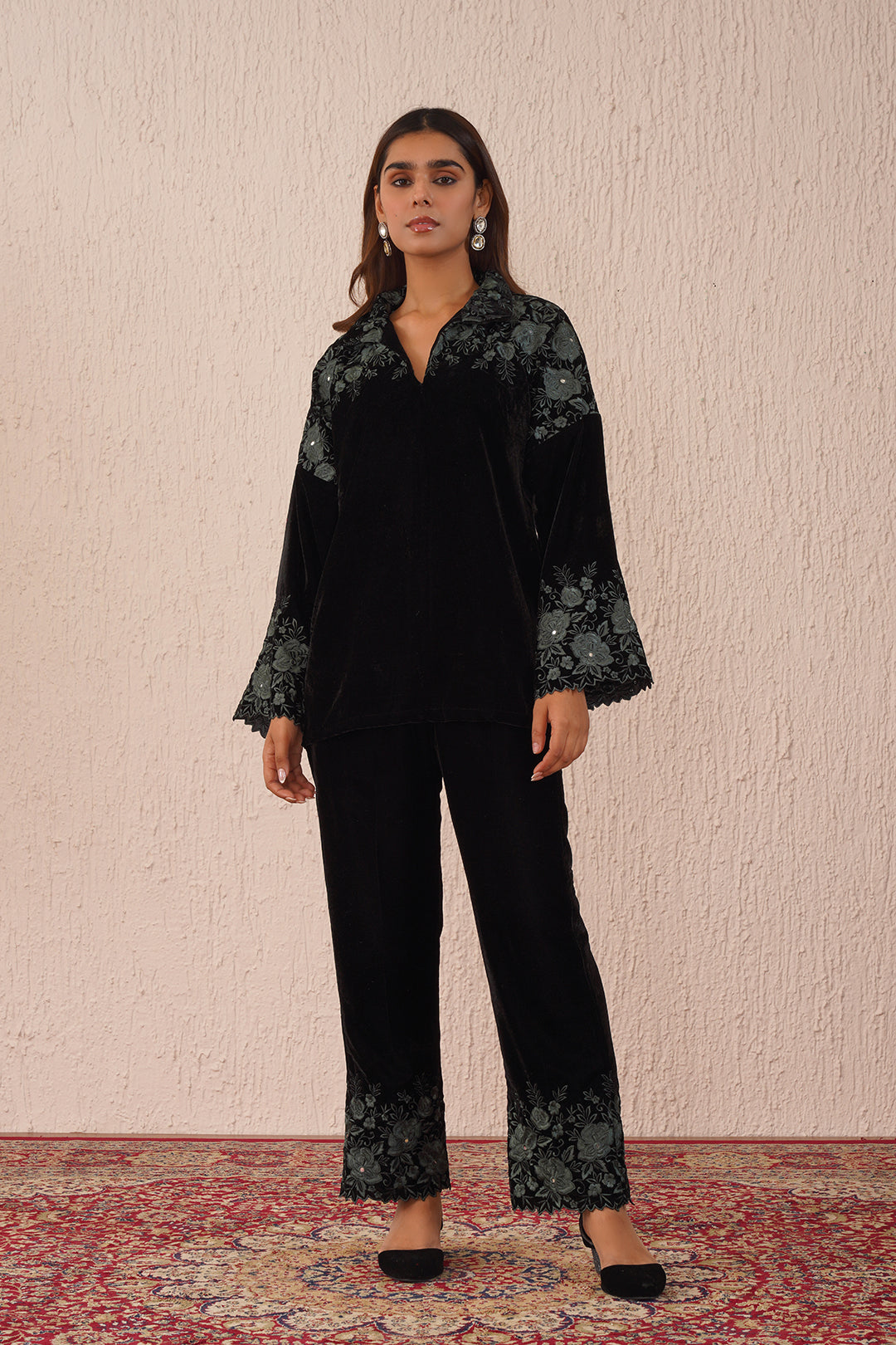 Black Velvet Roses Co-ord Set