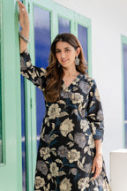 Black Floral pant set