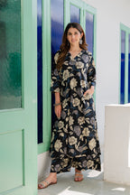 Black Floral pant set