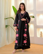 Black Lotus Cotton A Line Kurta Palazzo Set