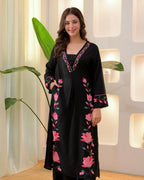 Black Lotus Cotton A Line Kurta Palazzo Set