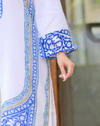 White Blue Moroccan Pakistani Cotton Linen Co-ord