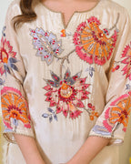 Ivory Gulbahaar Natural Crepe Handwork Festive Suit