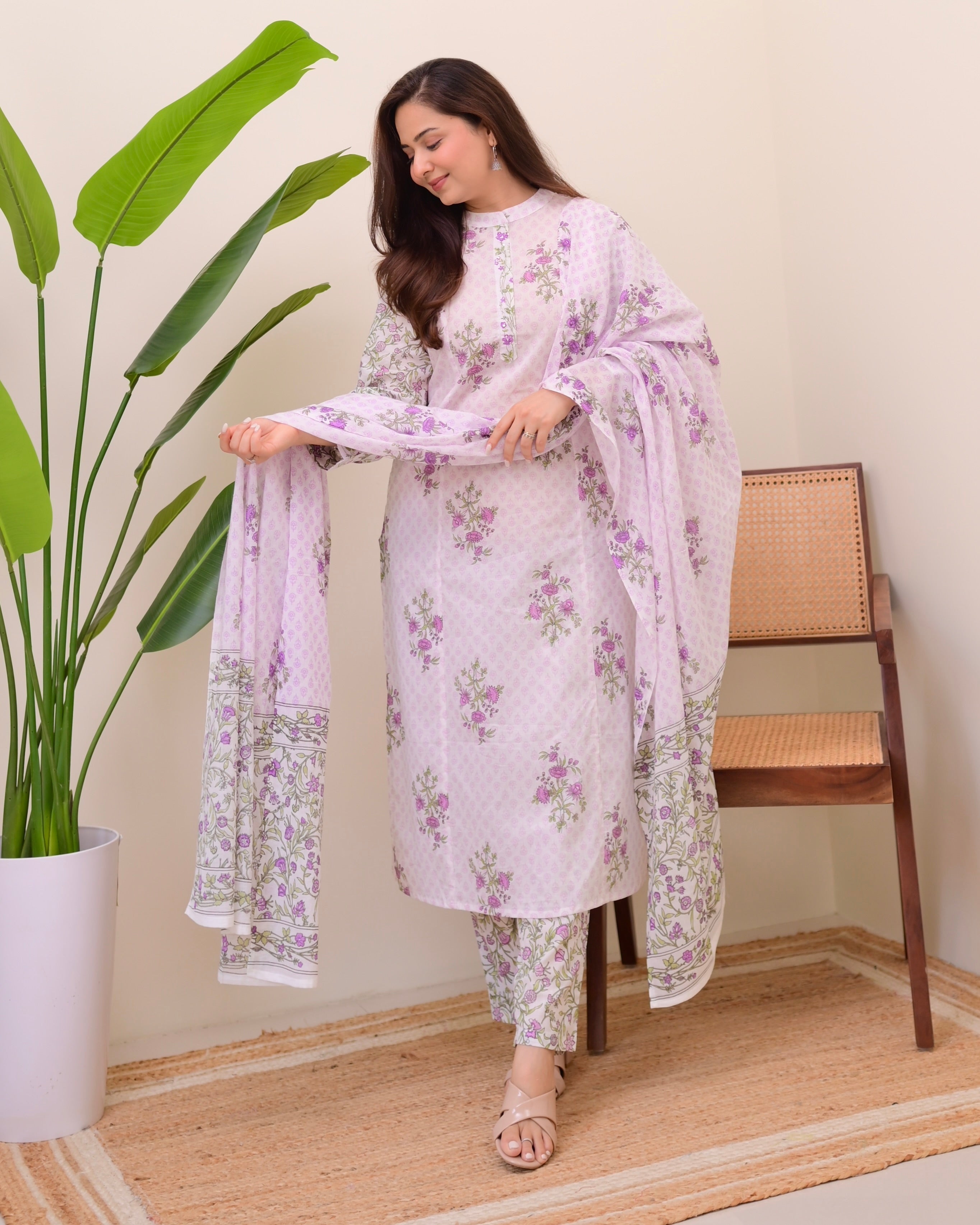 Lavender Bloom Flora Cotton Suit