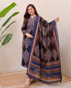 Black Ajrak Printed Cotton Suit