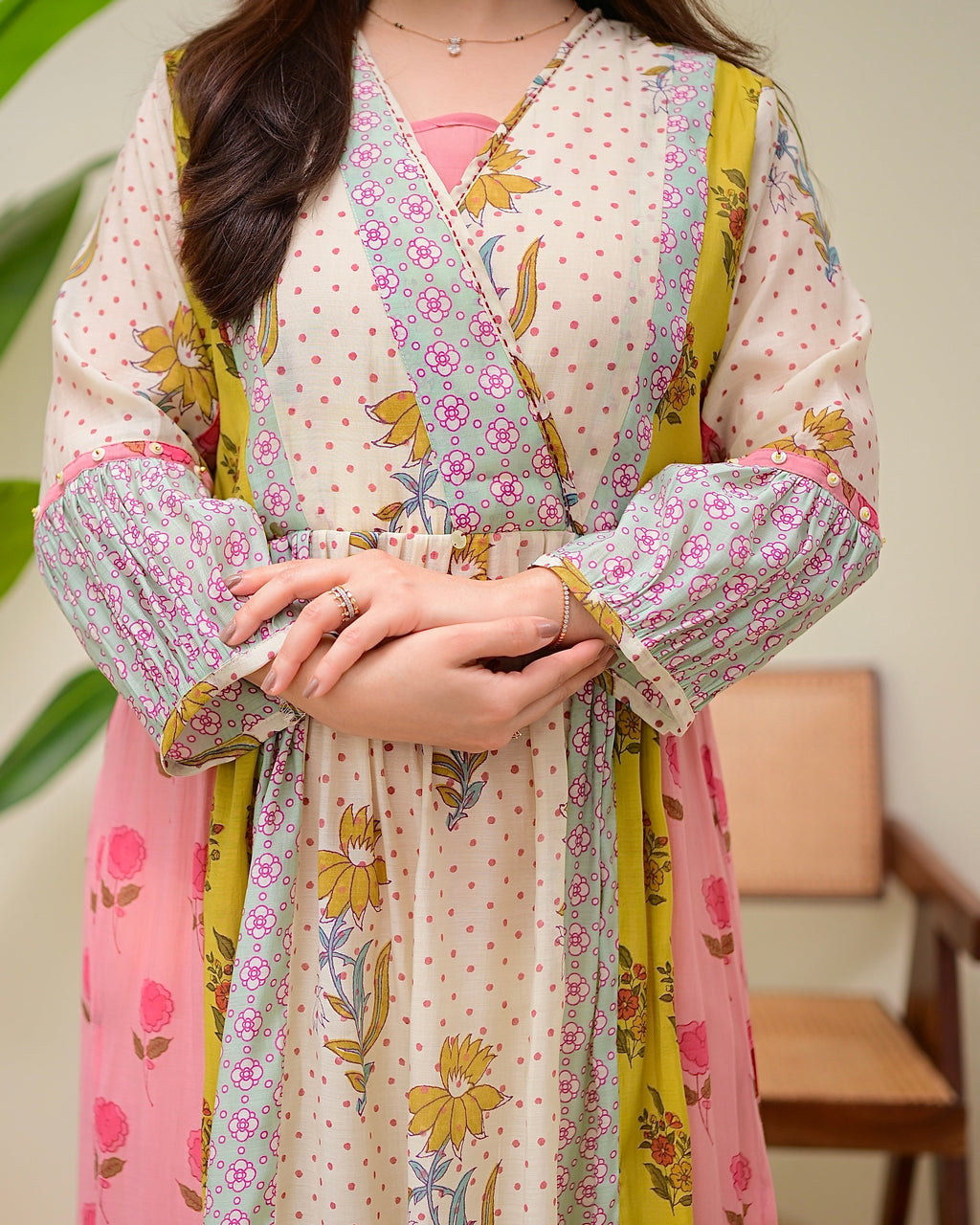 Soft Garden Pastel Hues Mul Chanderi A Line Kurta Set