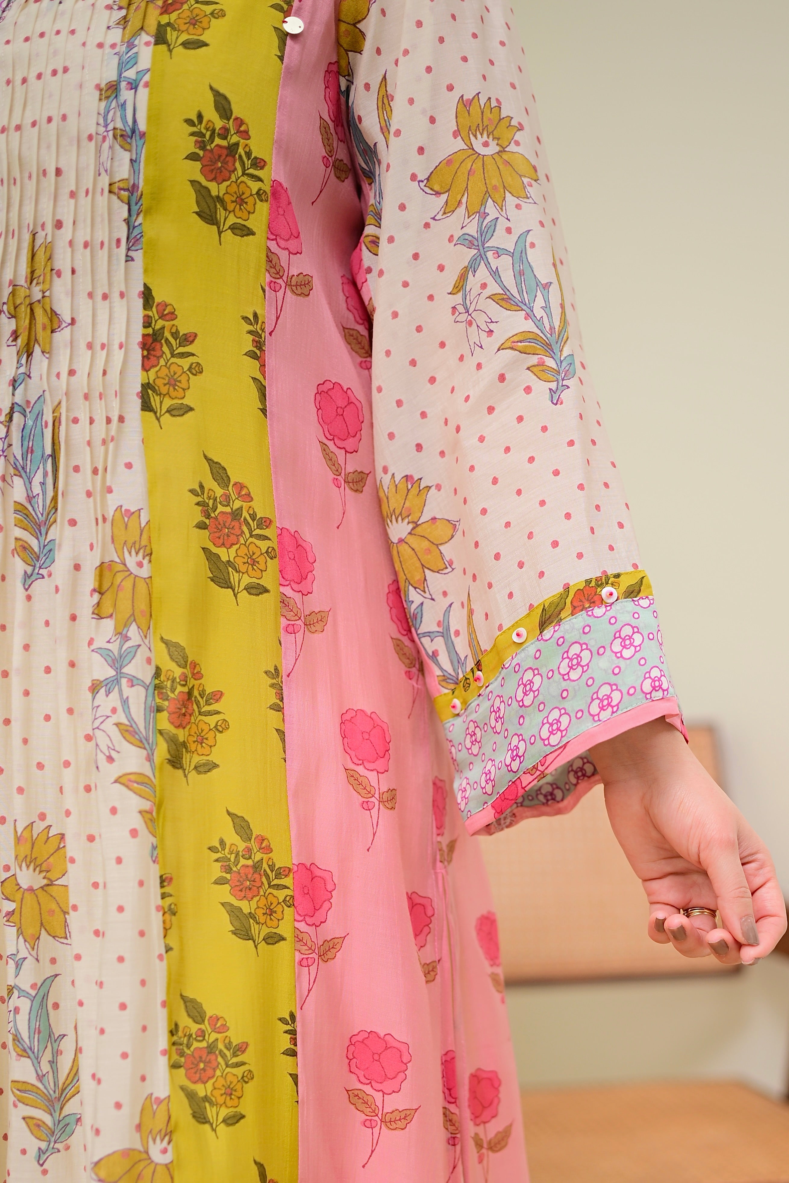 Vintage Floral Daydream Pintex A Line Kurta Set