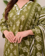 Green Floral Cotton Suit