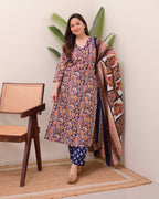 Blue Yellow Paisley Cotton Suit
