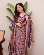Blue Yellow Paisley Cotton Suit