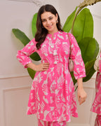 Pink Abstract Pintex Cotton Co-ord