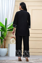 Black Embroidered Cotton Co-Ord Set