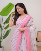 Baby Pink Blooming Mul Cotton Suit