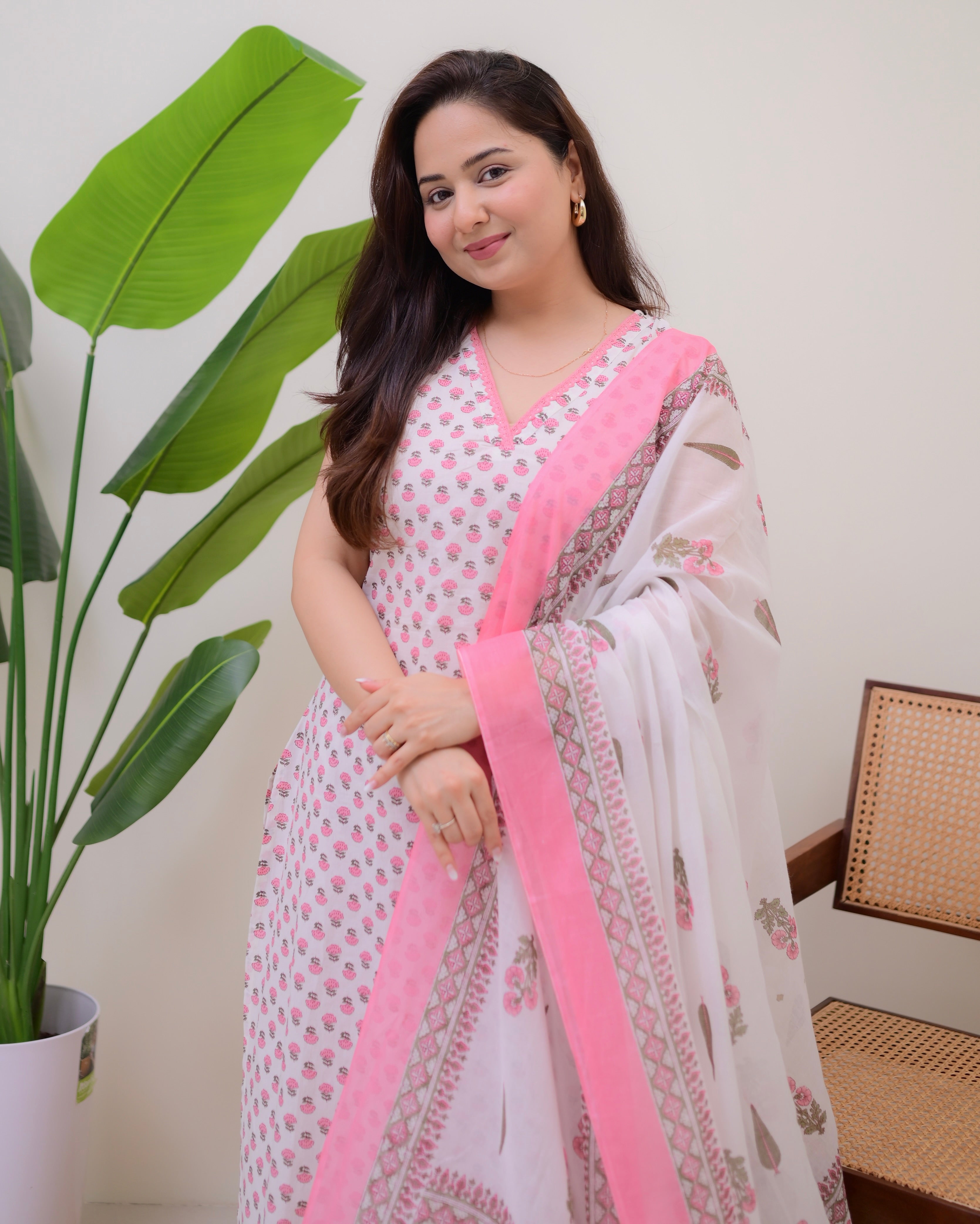 Baby Pink Blooming Mul Cotton Suit