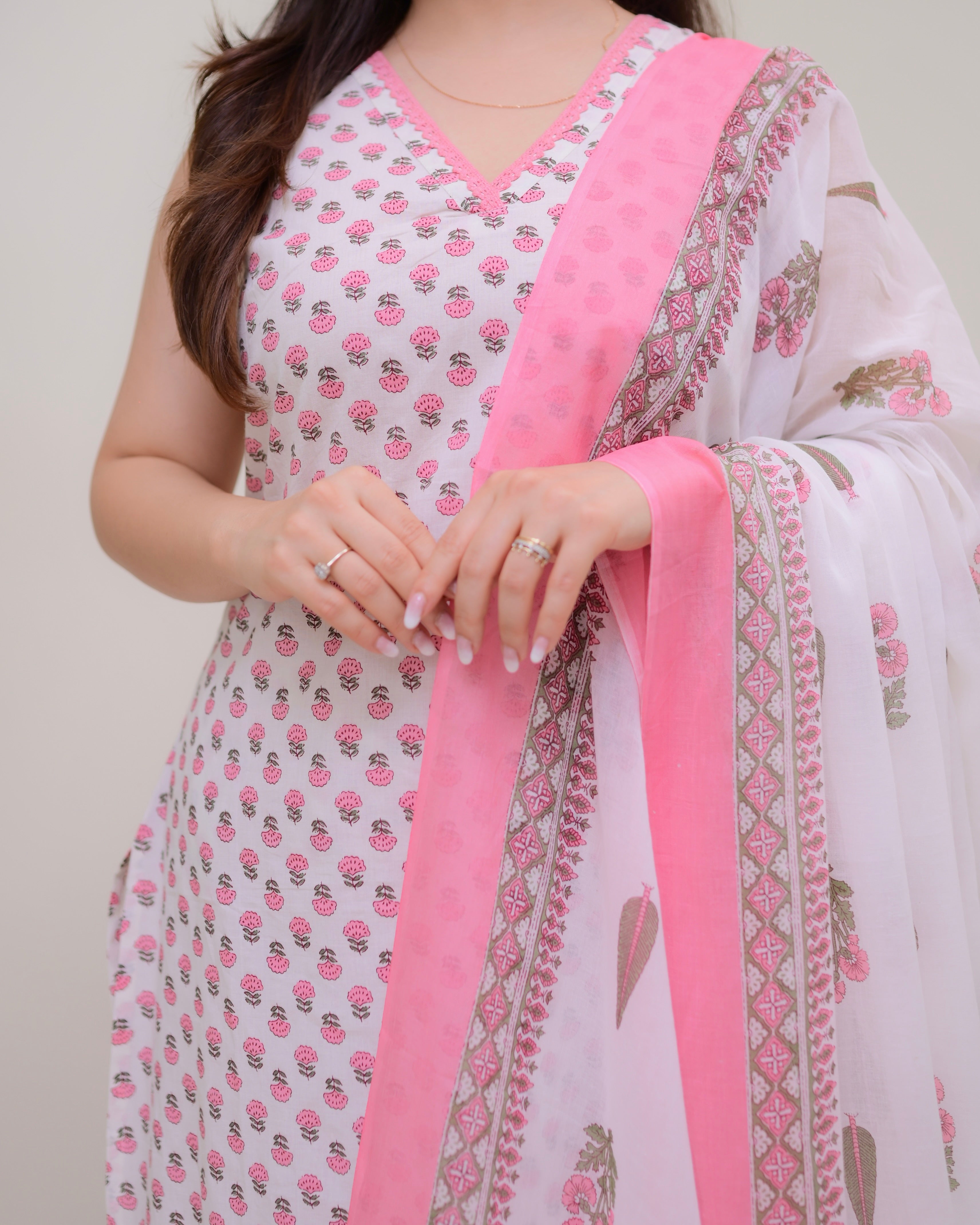 Baby Pink Blooming Mul Cotton Suit