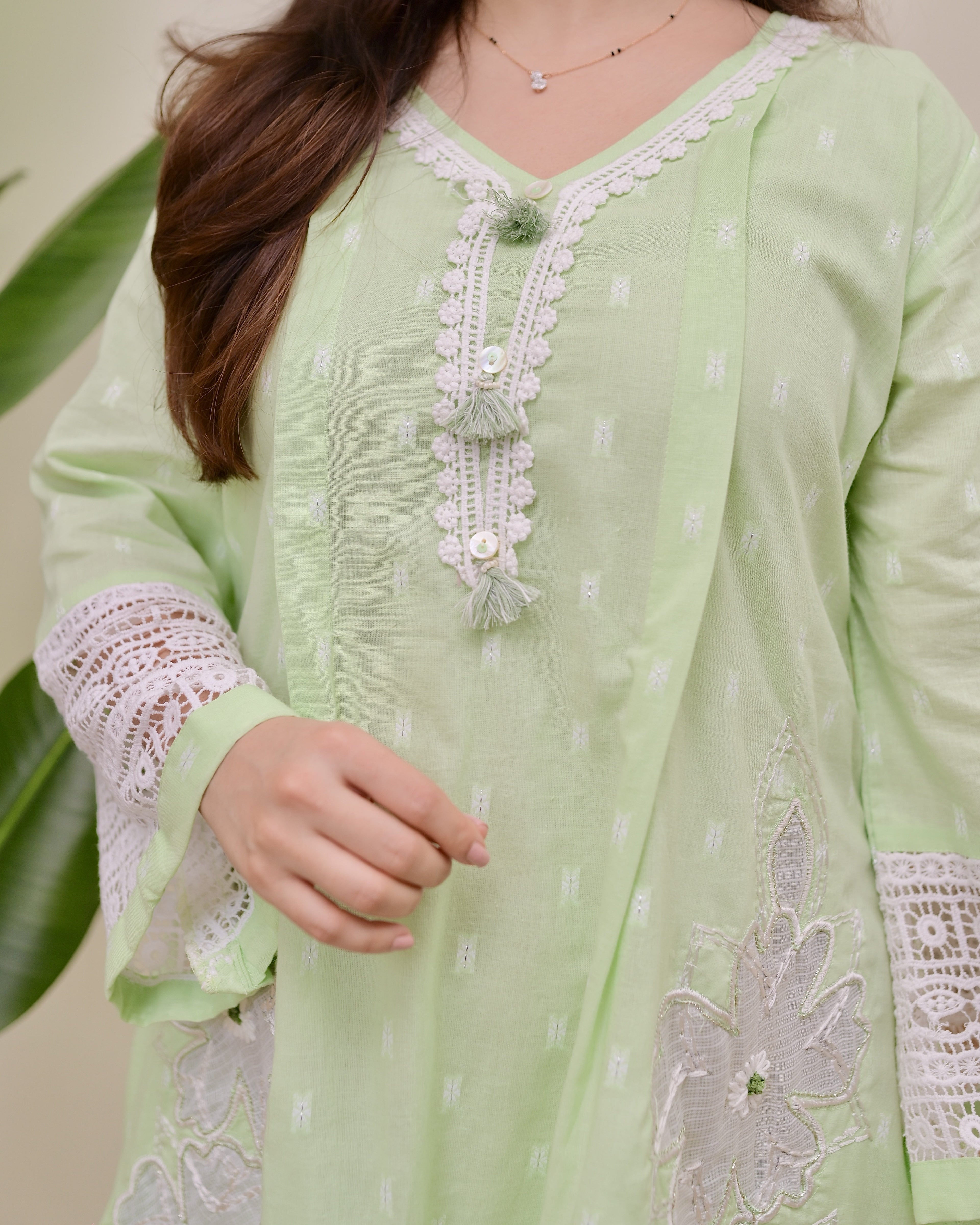 Mint Meher Handwork A Line Kurta Set