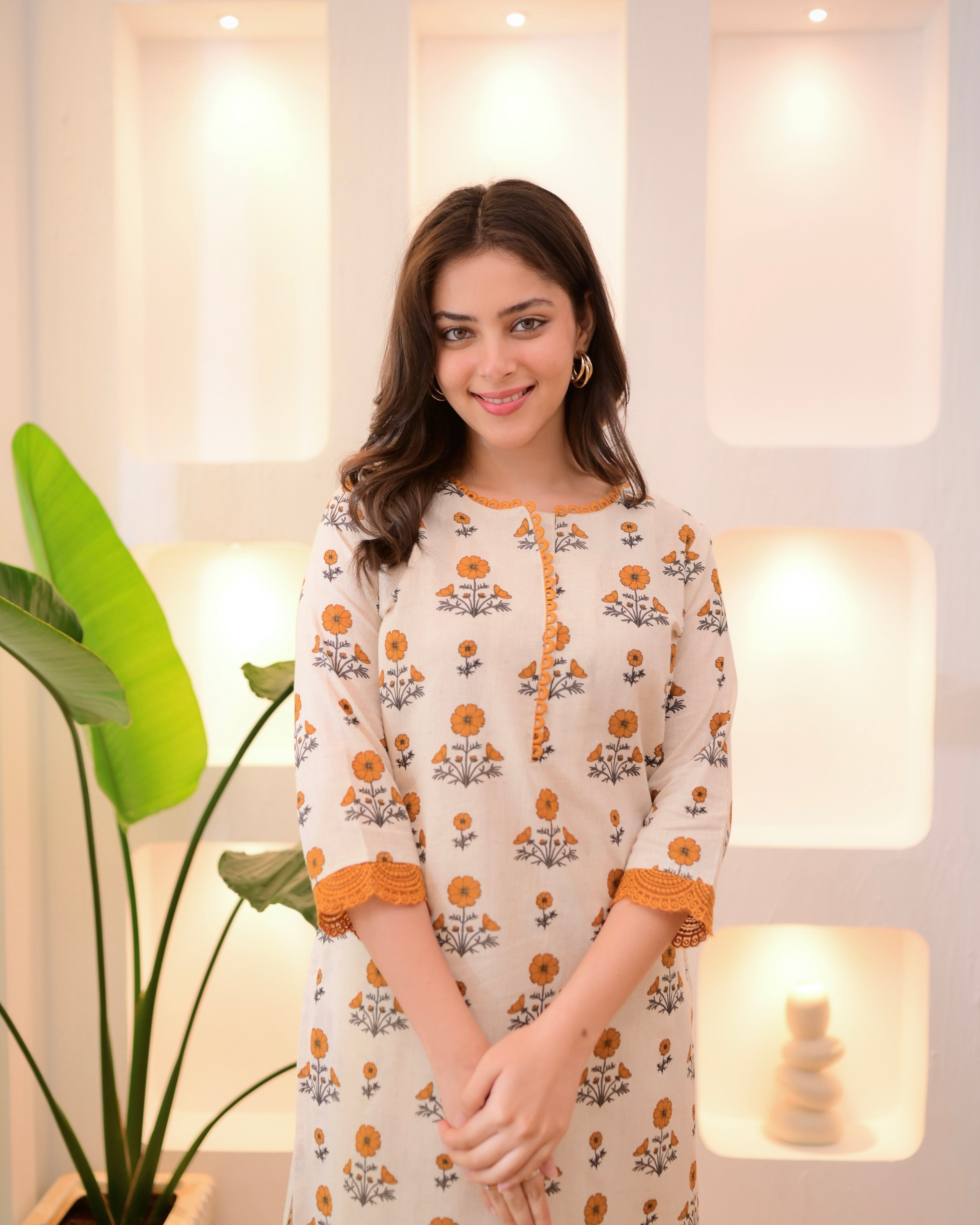 Marigold Bloom Cotton Kurta Set