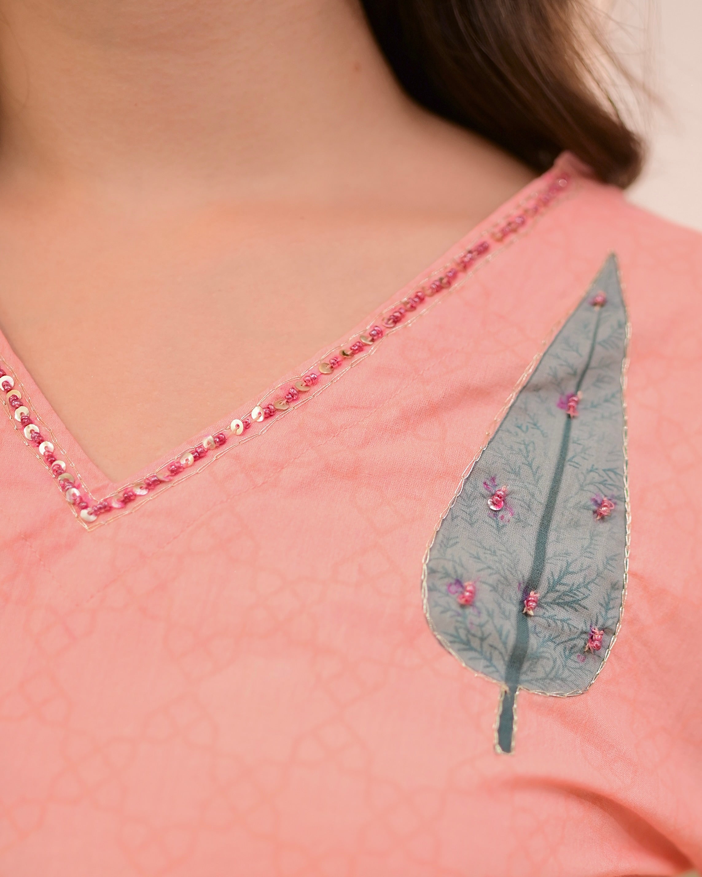 Peach Blossom Handwork Cotton Suit