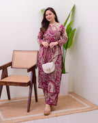 Maroon Paisley Cotton Kurta Set