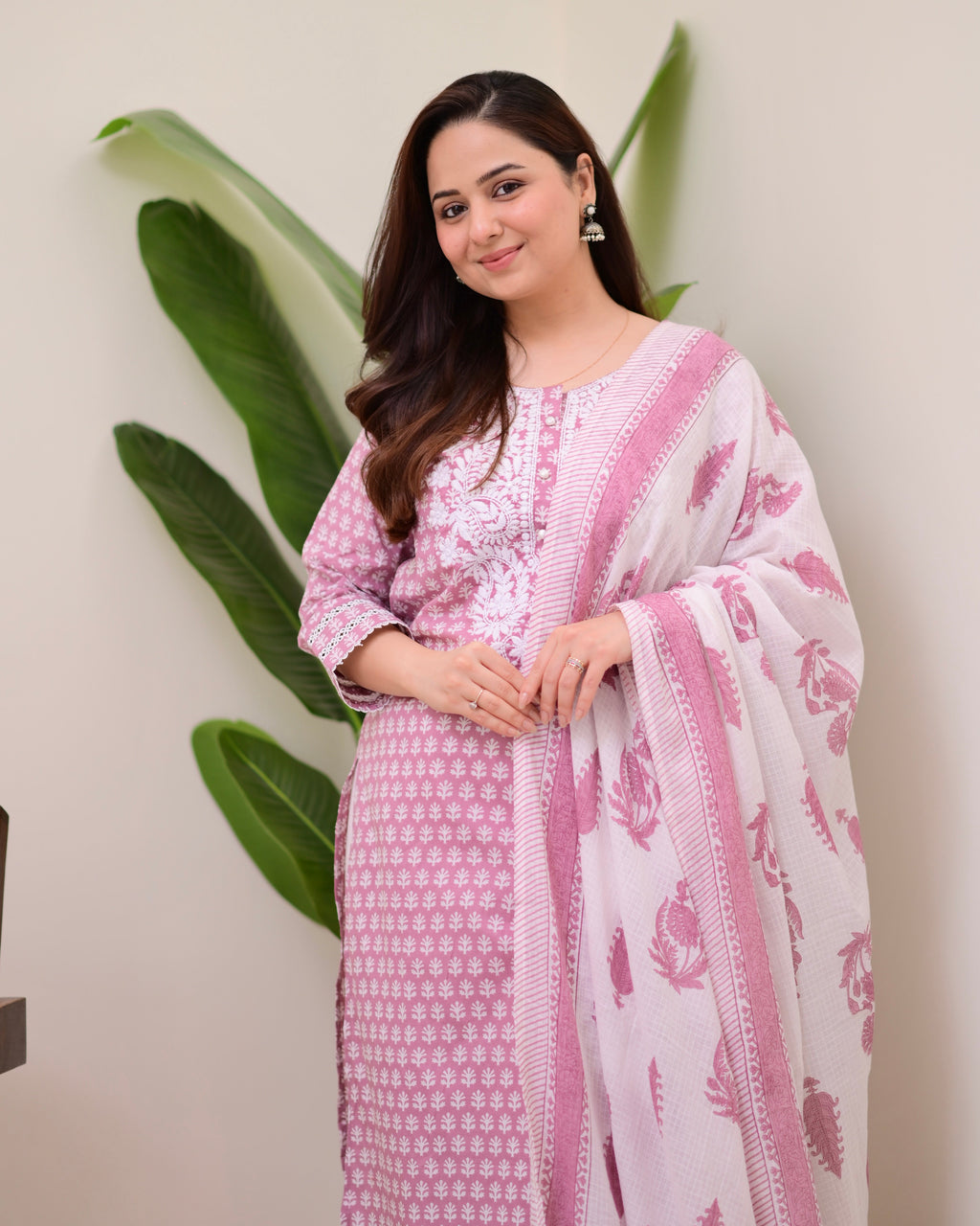 Mauve Lucknowi Cotton Gulnar Suit