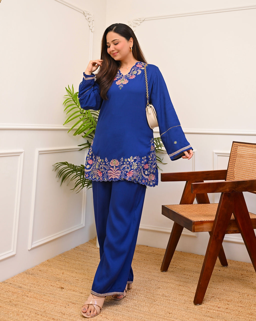 Azure Garden Threadwork Cotton Co-ord
