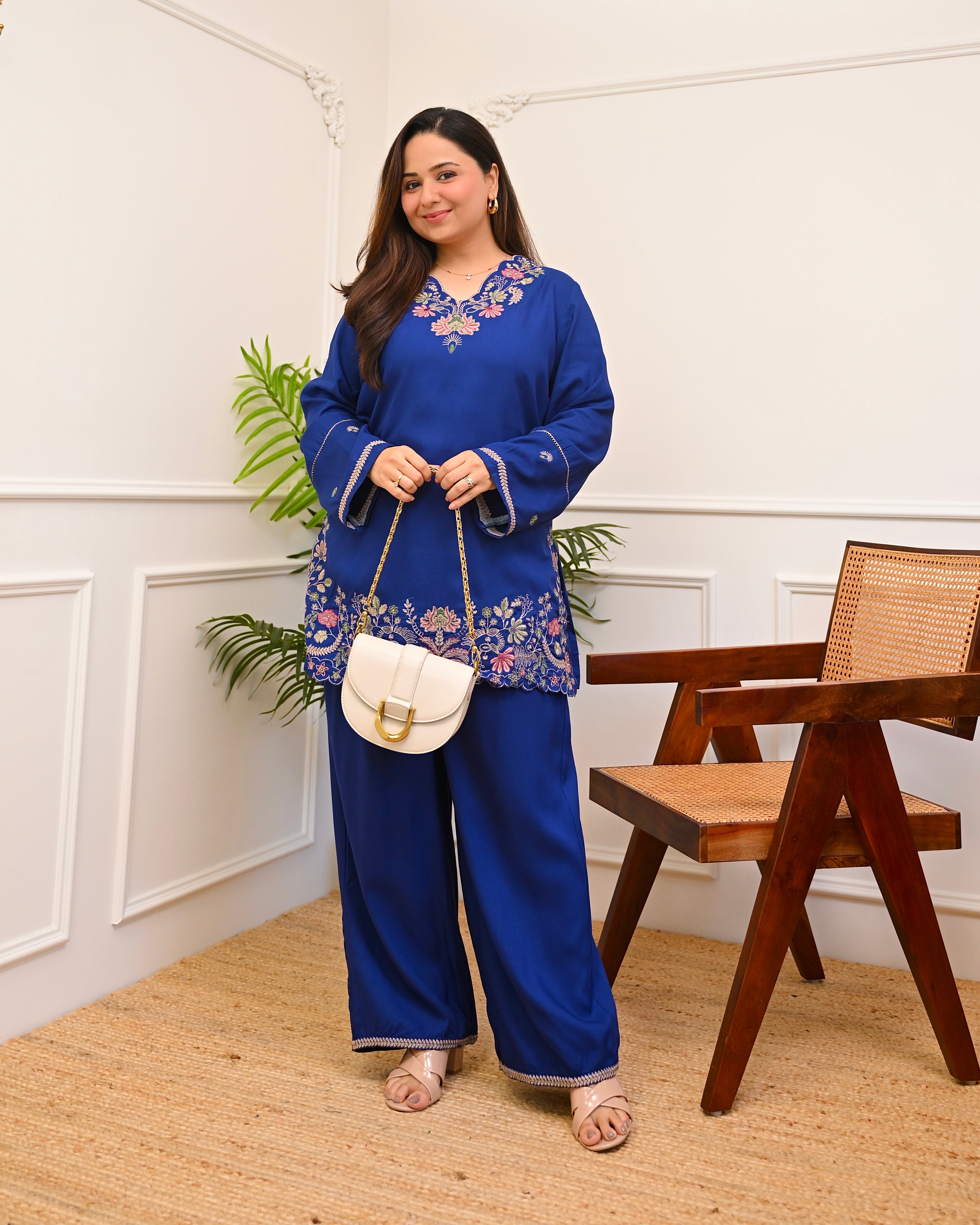 Azure Garden Threadwork Cotton Co-ord