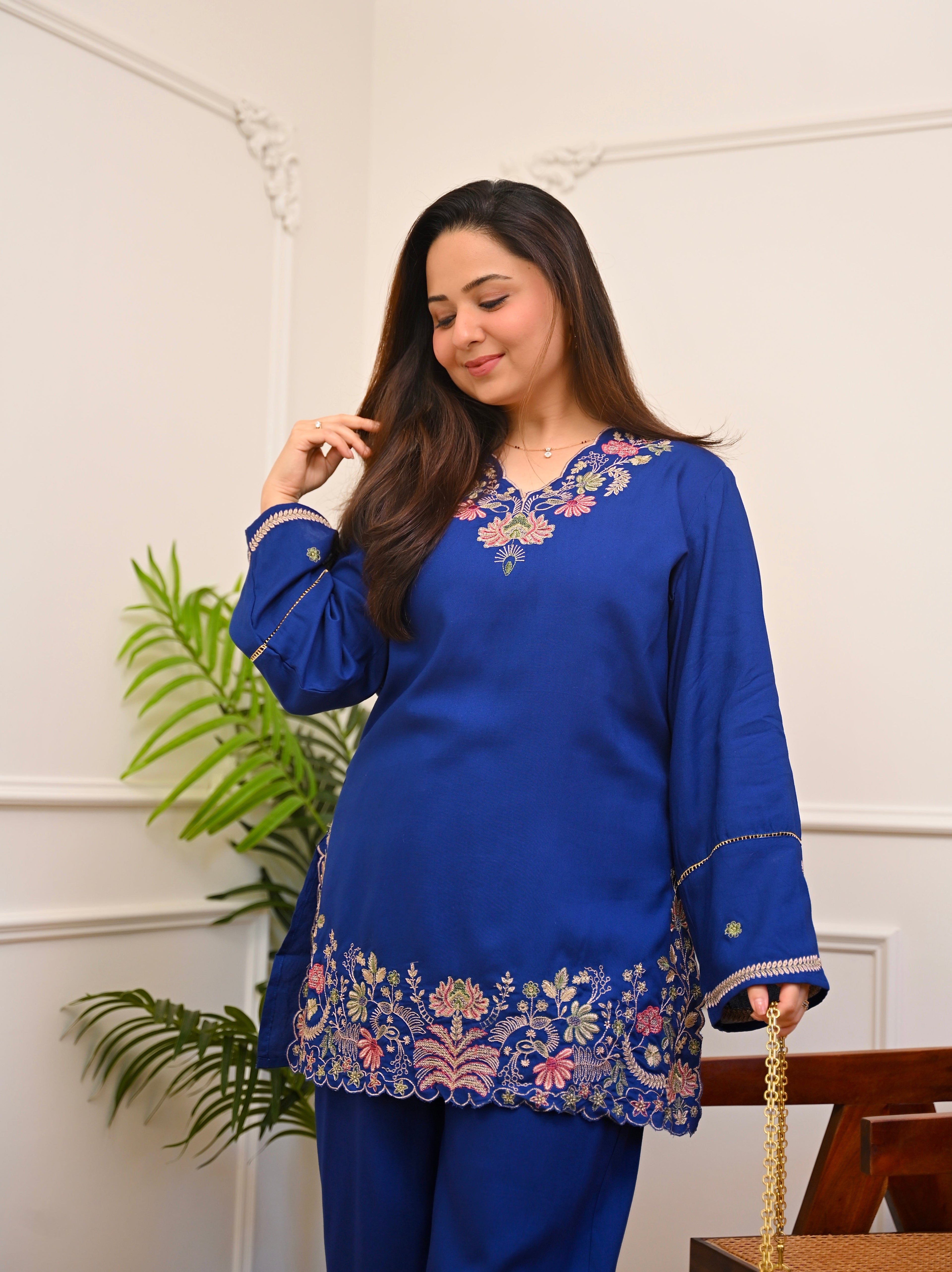 Azure Garden Threadwork Cotton Co-ord