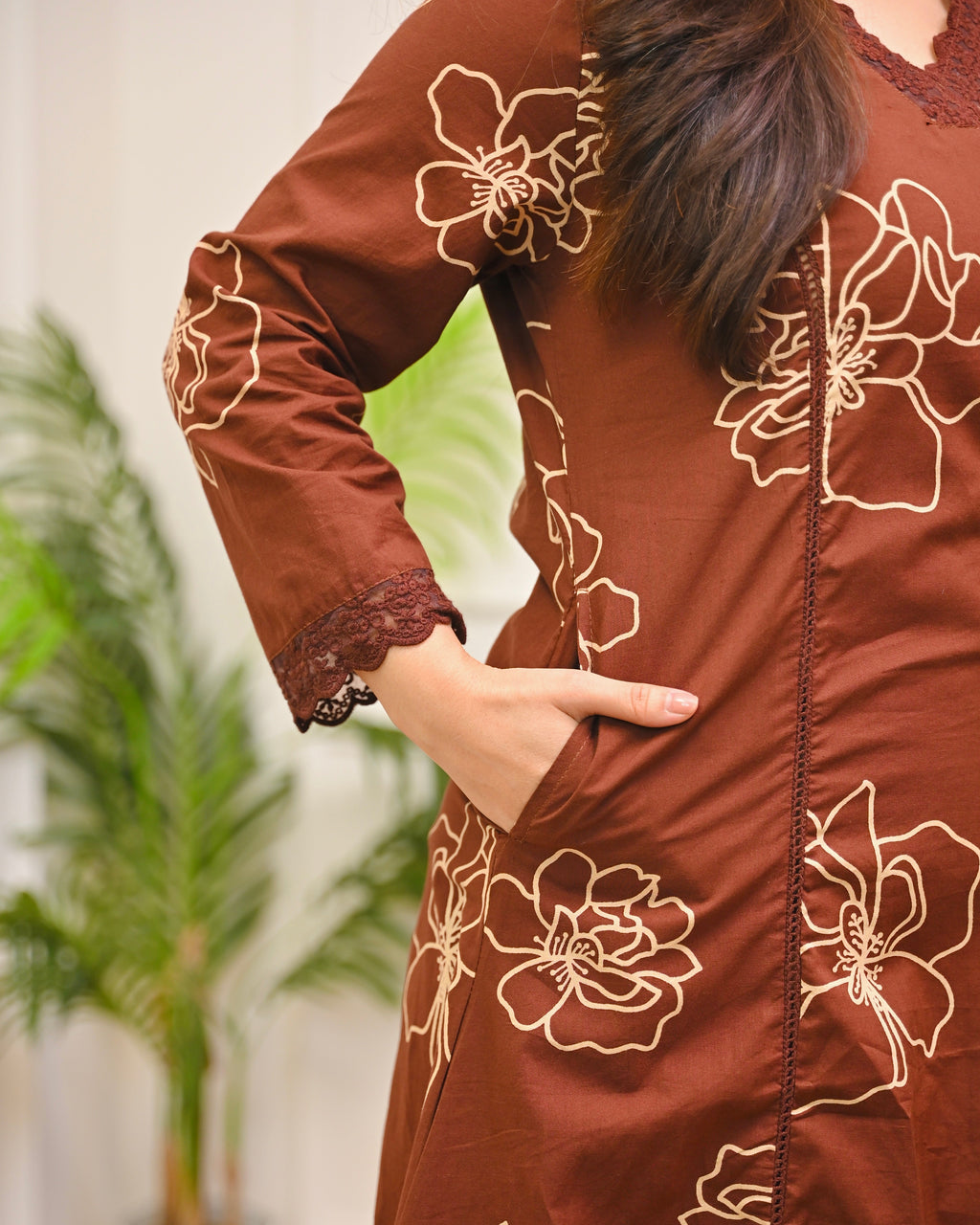 Mocha Madness A Line Cotton Kurta Set