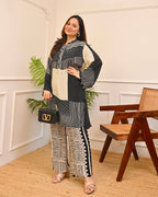 Monochrome Madness Geometric Coins Crepe Co-ord