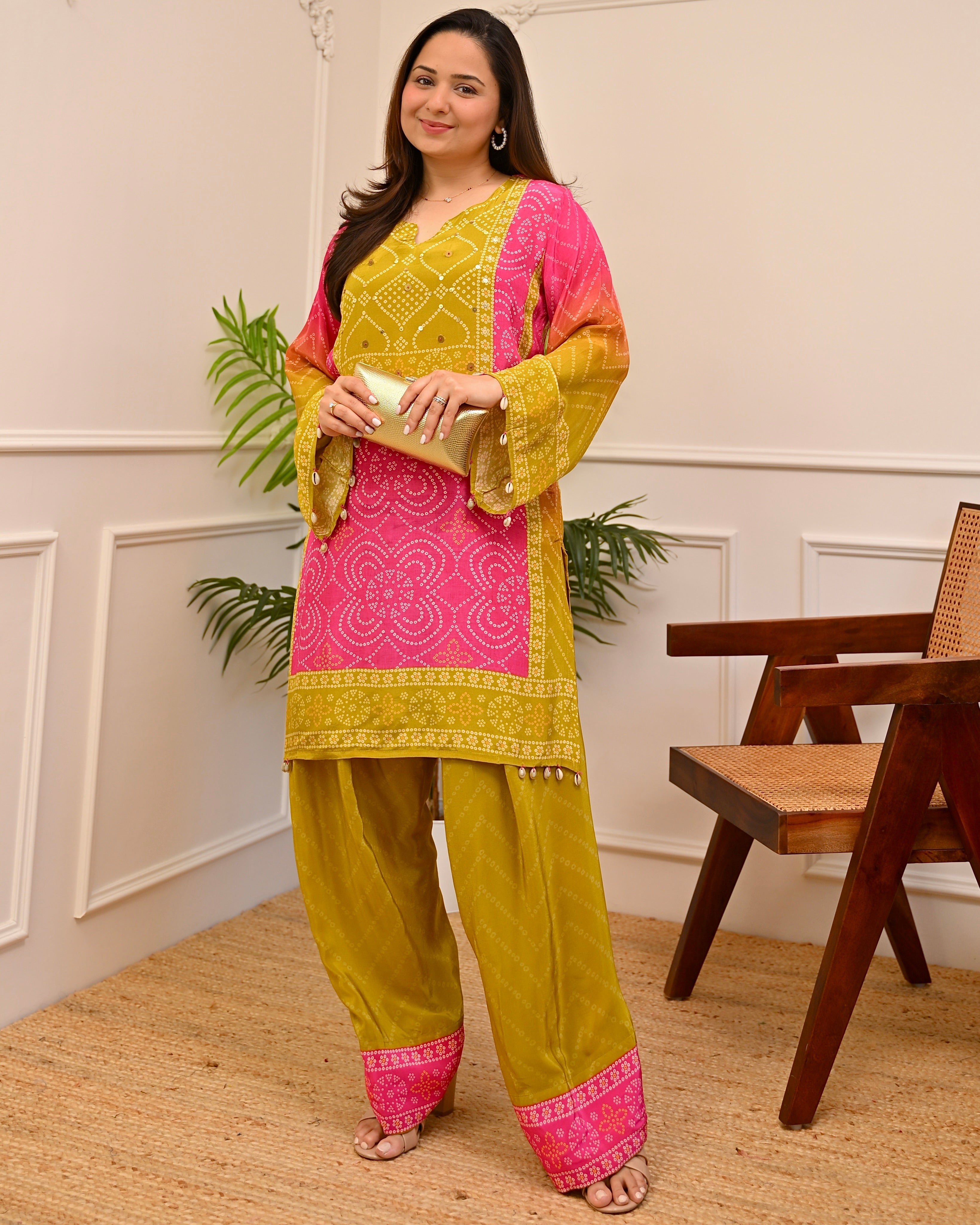 Gul Panna Bandhani Festive Crepe Co-ord