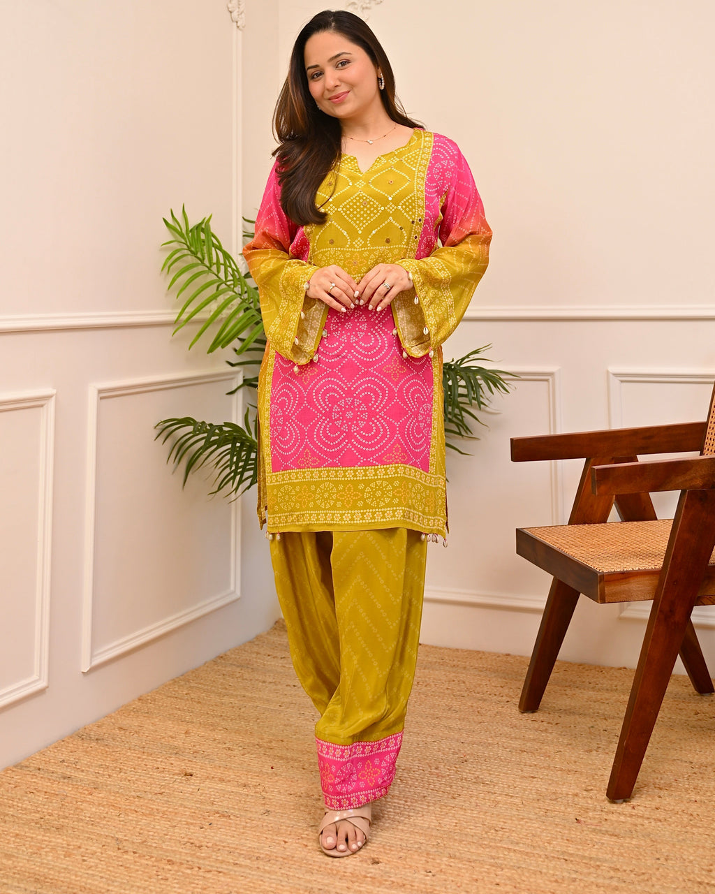 Gul Panna Bandhani Festive Crepe Co-ord