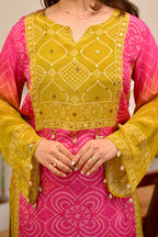 Gul Panna Bandhani Festive Crepe Co-ord