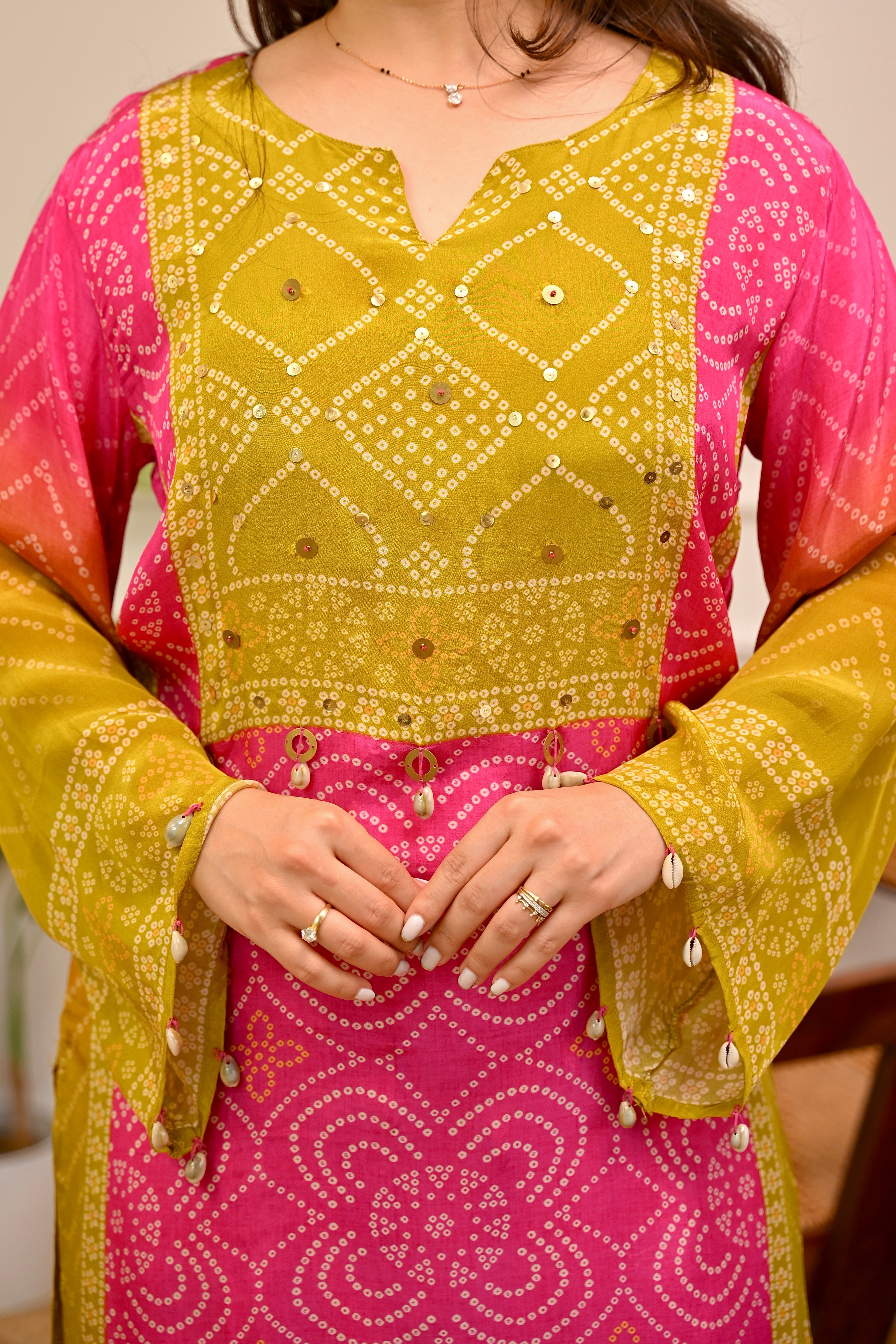 Gul Panna Bandhani Festive Crepe Co-ord