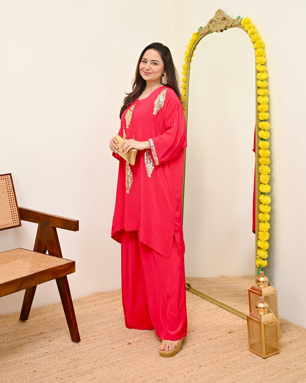 Zareen Rani Natural Crepe Handwork Festive Co-ord