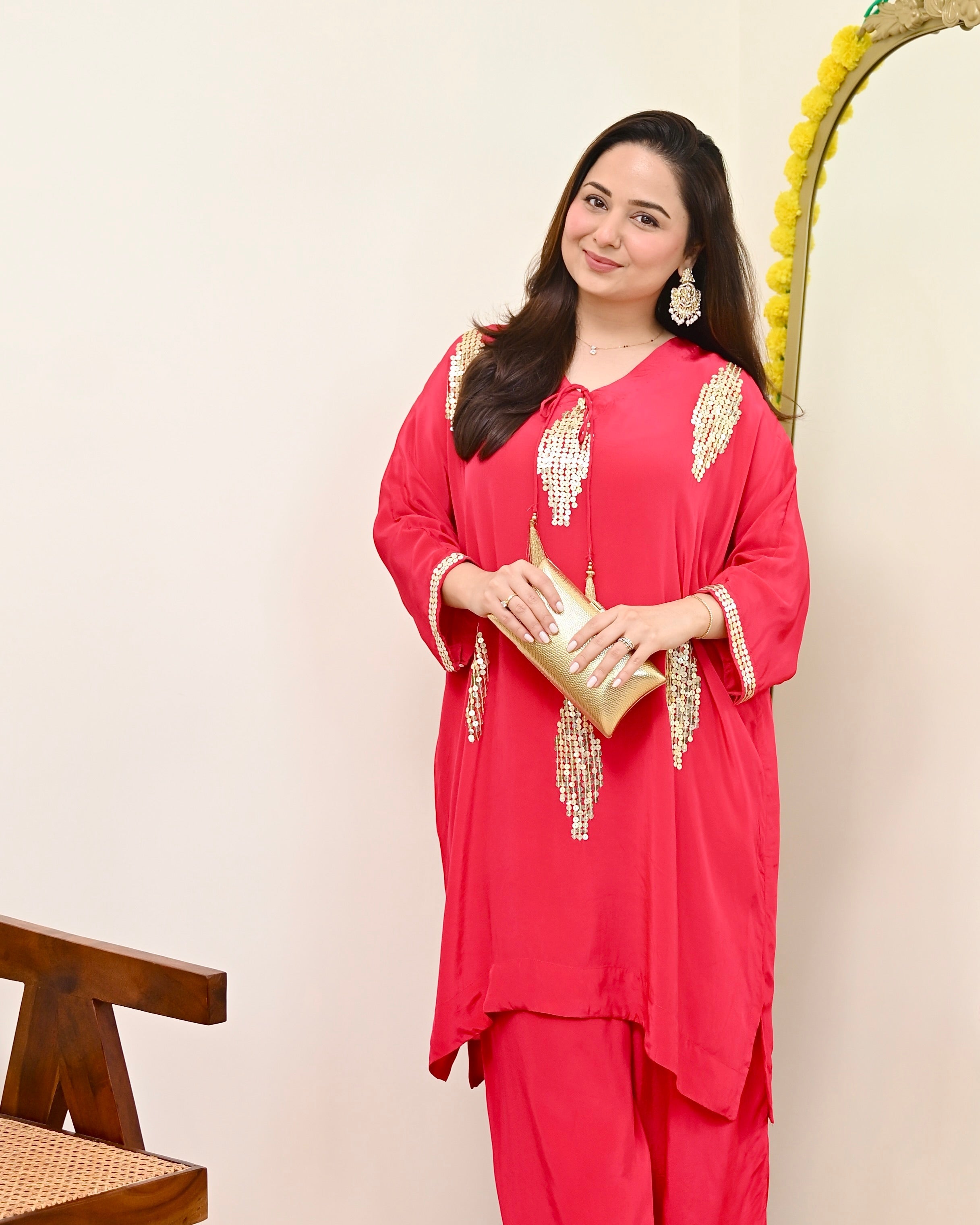 Zareen Rani Natural Crepe Handwork Festive Co-ord