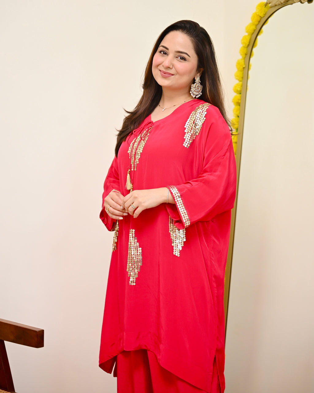 Zareen Rani Natural Crepe Handwork Festive Co-ord