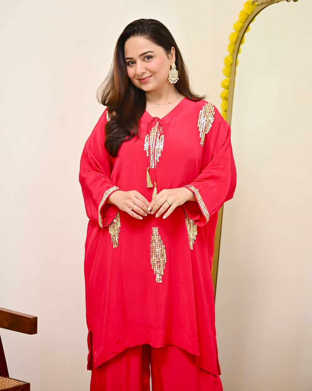 Zareen Rani Natural Crepe Handwork Festive Co-ord