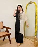 Black Ivory Natural Crepe Handwork Co-ord